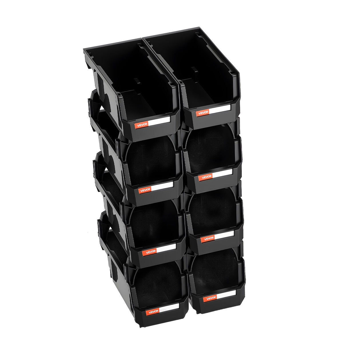 Plastic Stackable Storage Bins 27.6x14x13cm 8Pack Black for Closet Garage Office