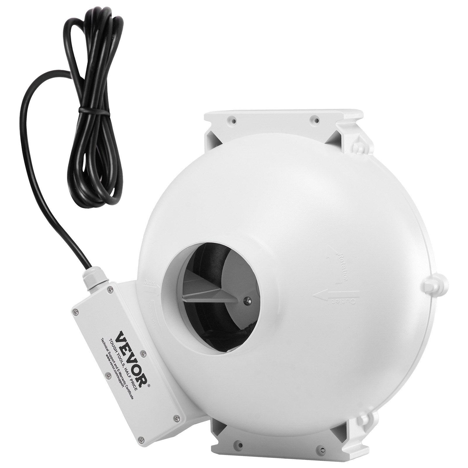 Radon Mitigation Fan System 4-4.5 Inch Quiet 190 CFM Indoor Outdoor Vent