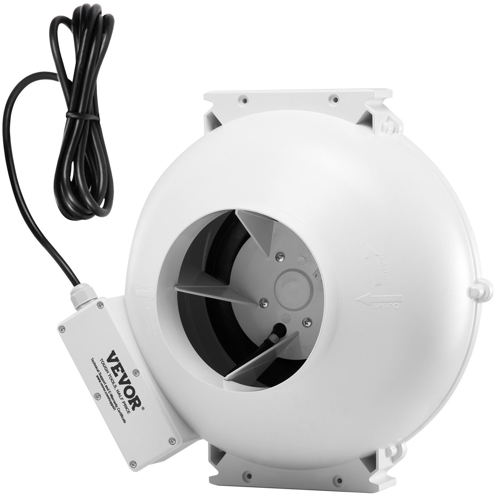 Radon Mitigation Fan System 4-4.5 Inch Quiet 380 CFM Indoor Outdoor Vent