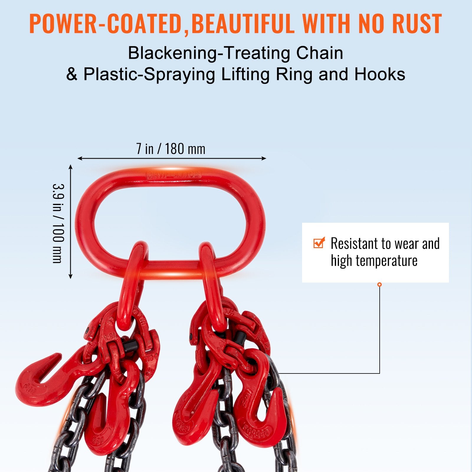 Chain Sling 8mm x 150cm G80 4 Leg Engine Lift Chain 5 Ton