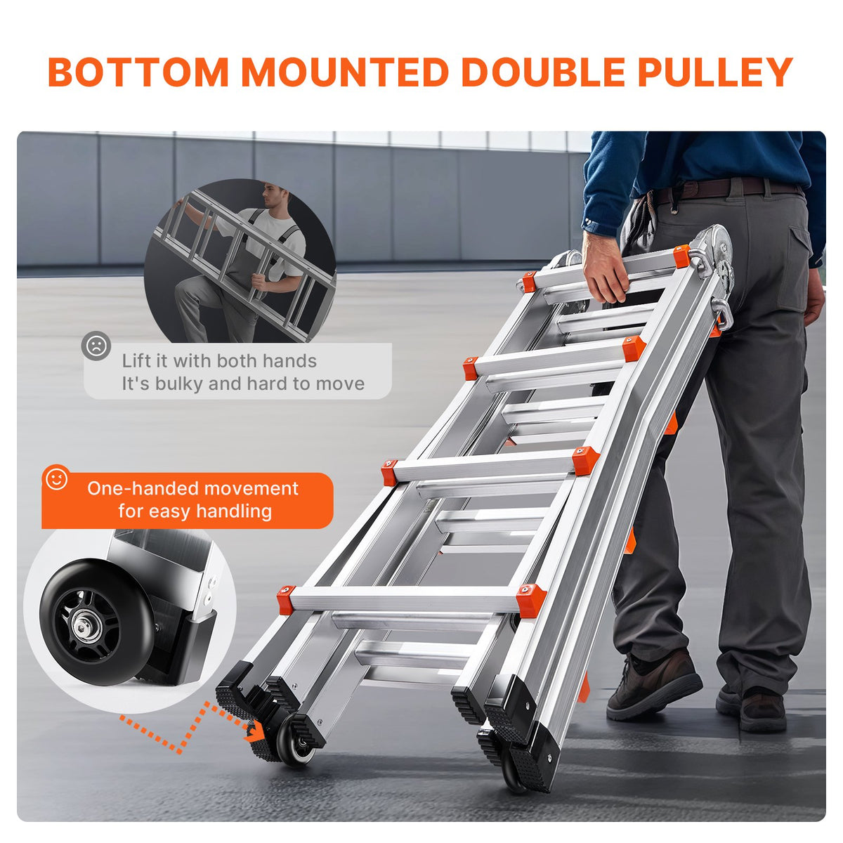 Telescoping Ladder A-Frame 13FT Compact Aluminum Multi-Function Portable 330LB