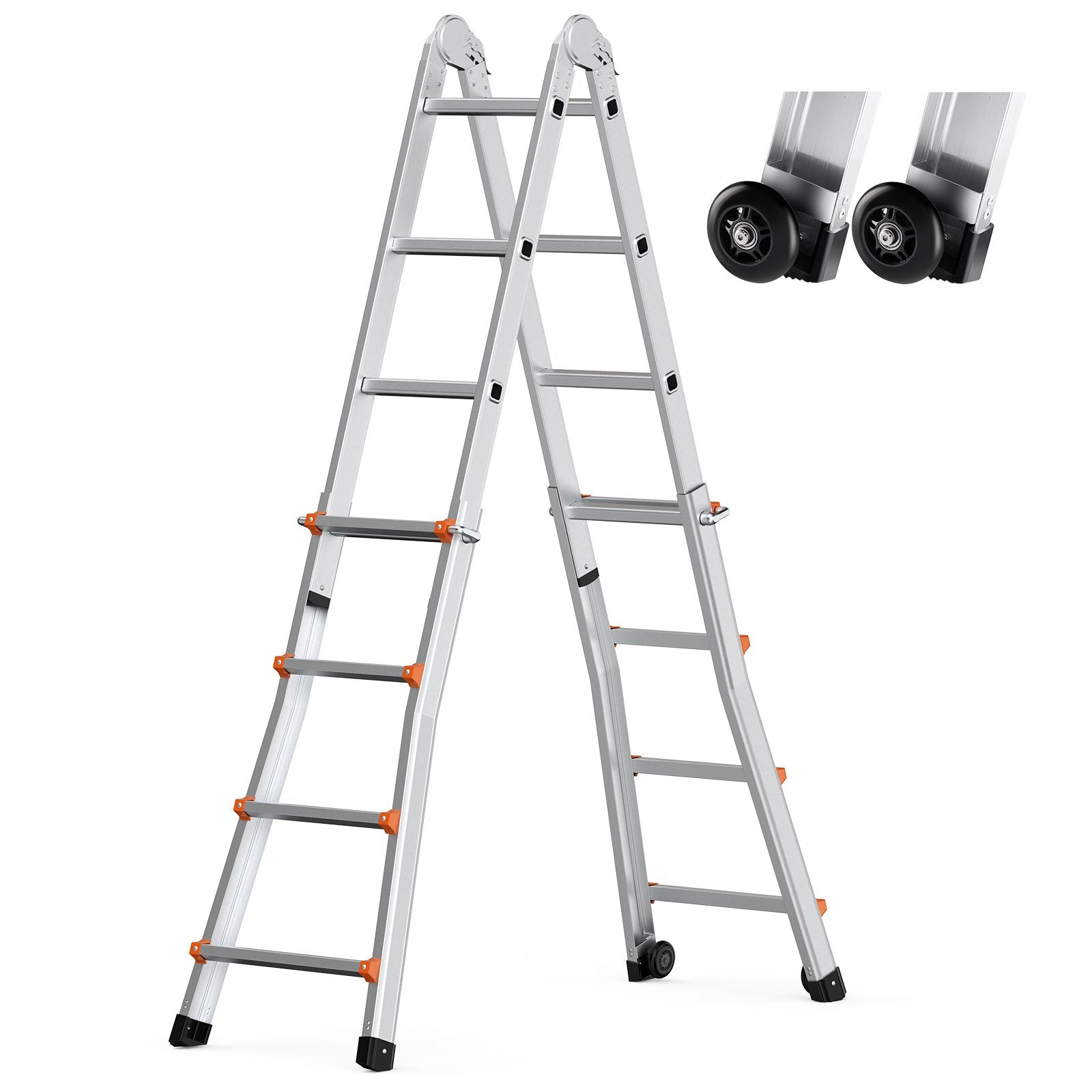 Telescoping Ladder A-Frame 13FT Compact Aluminum Multi-Function Portable 330LB