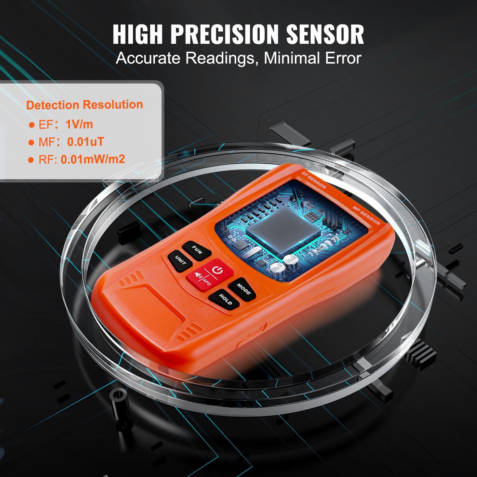 3-in-1 EMF Meter Handheld Rechargeable 5Hz-6GHz Electromagnetic Field Detector