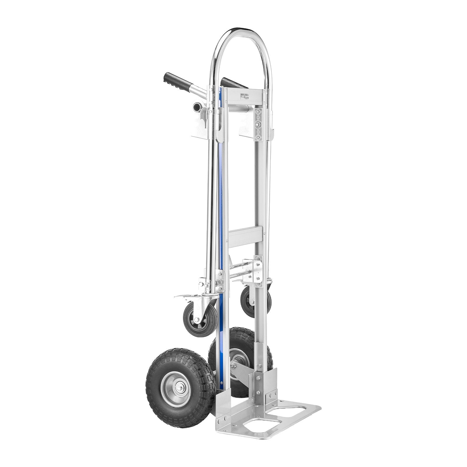 2 in 1 Hand Truck 453.6kg Load Convertible 4-Wheel Dolly with Non-Slip Handle