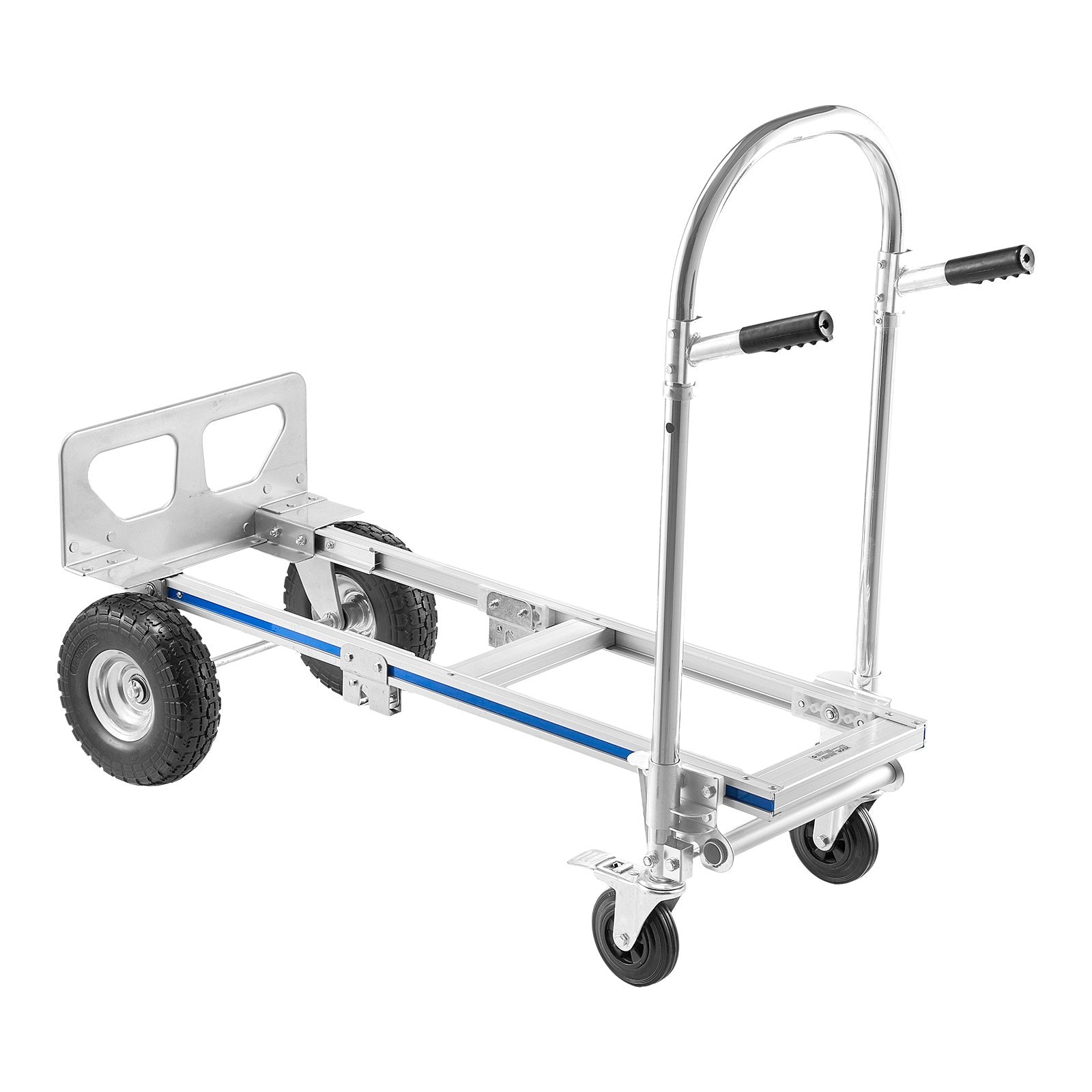 2 in 1 Hand Truck 453.6kg Load Convertible 4-Wheel Dolly with Non-Slip Handle