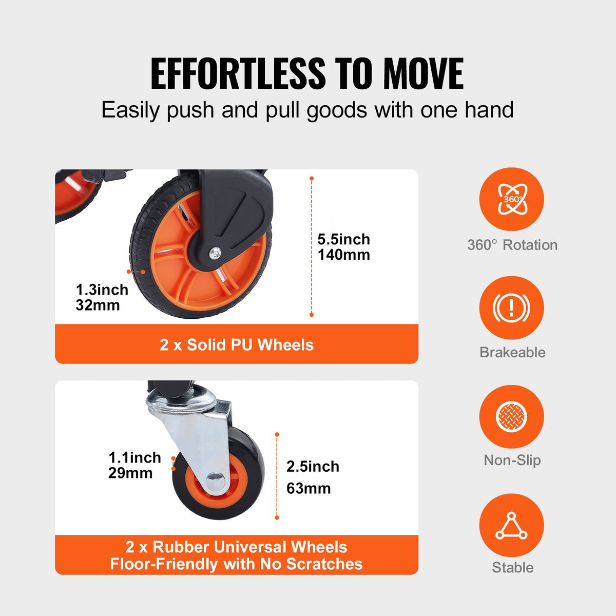Hand Truck Aluminum 2-in-1 136kg Load Heavy Duty Convertible Dolly with Wheels