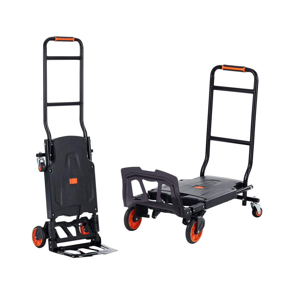Hand Truck Aluminum 2-in-1 136kg Load Heavy Duty Convertible Dolly with Wheels