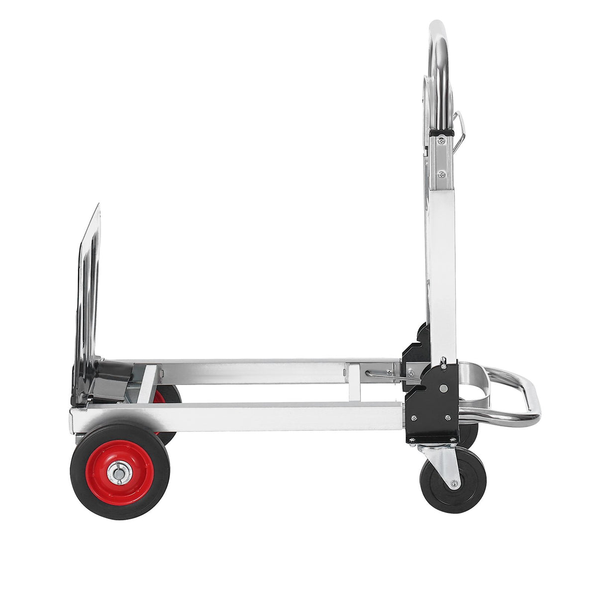 Hand Truck 2-in-1 Aluminum 181KG Convertible Folding Dolly with Rubber Wheels
