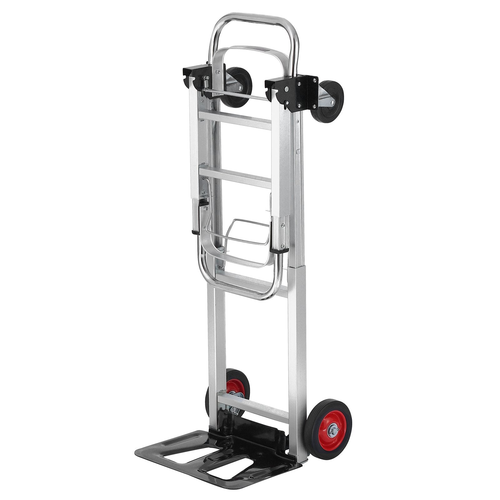 Hand Truck 2-in-1 Aluminum 181KG Convertible Folding Dolly with Rubber Wheels