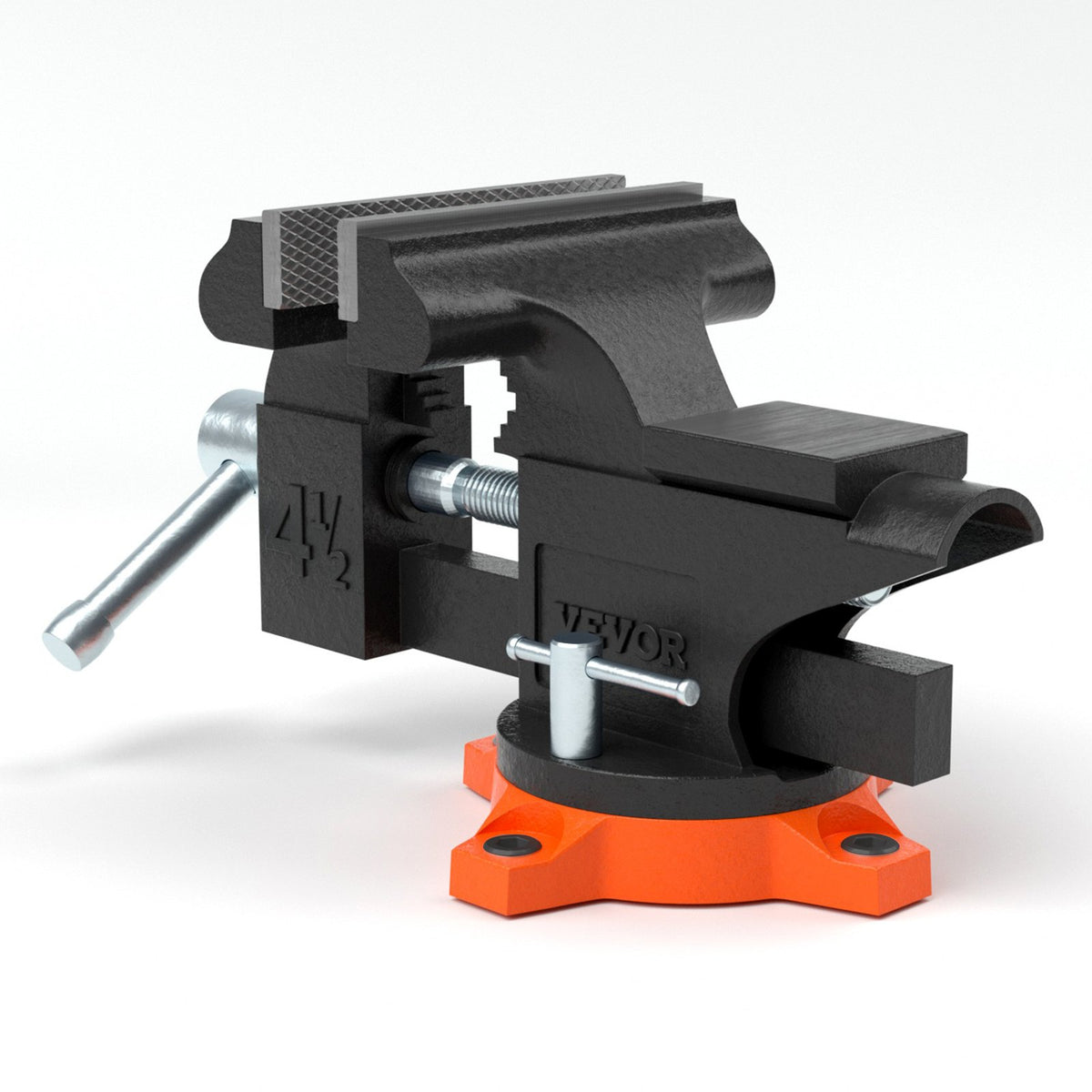 Bench Vise 4.5 Inch 240-Degree Swivel Base Heavy Duty Cast Iron Workbench