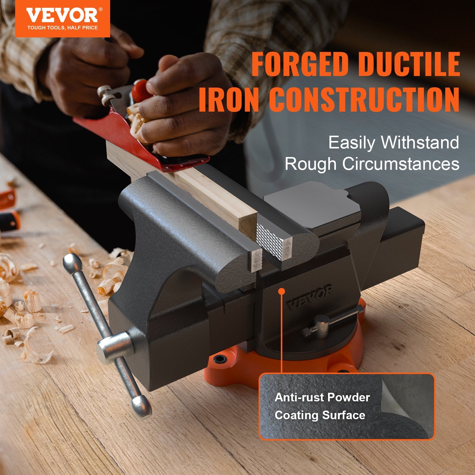 6-Inch Bench Vise with 360-Degree Swivel Base Heavy Duty Workbench Vise