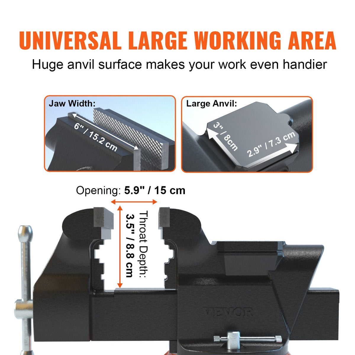 6-Inch Bench Vise with 360-Degree Swivel Base Heavy Duty Workbench Vise