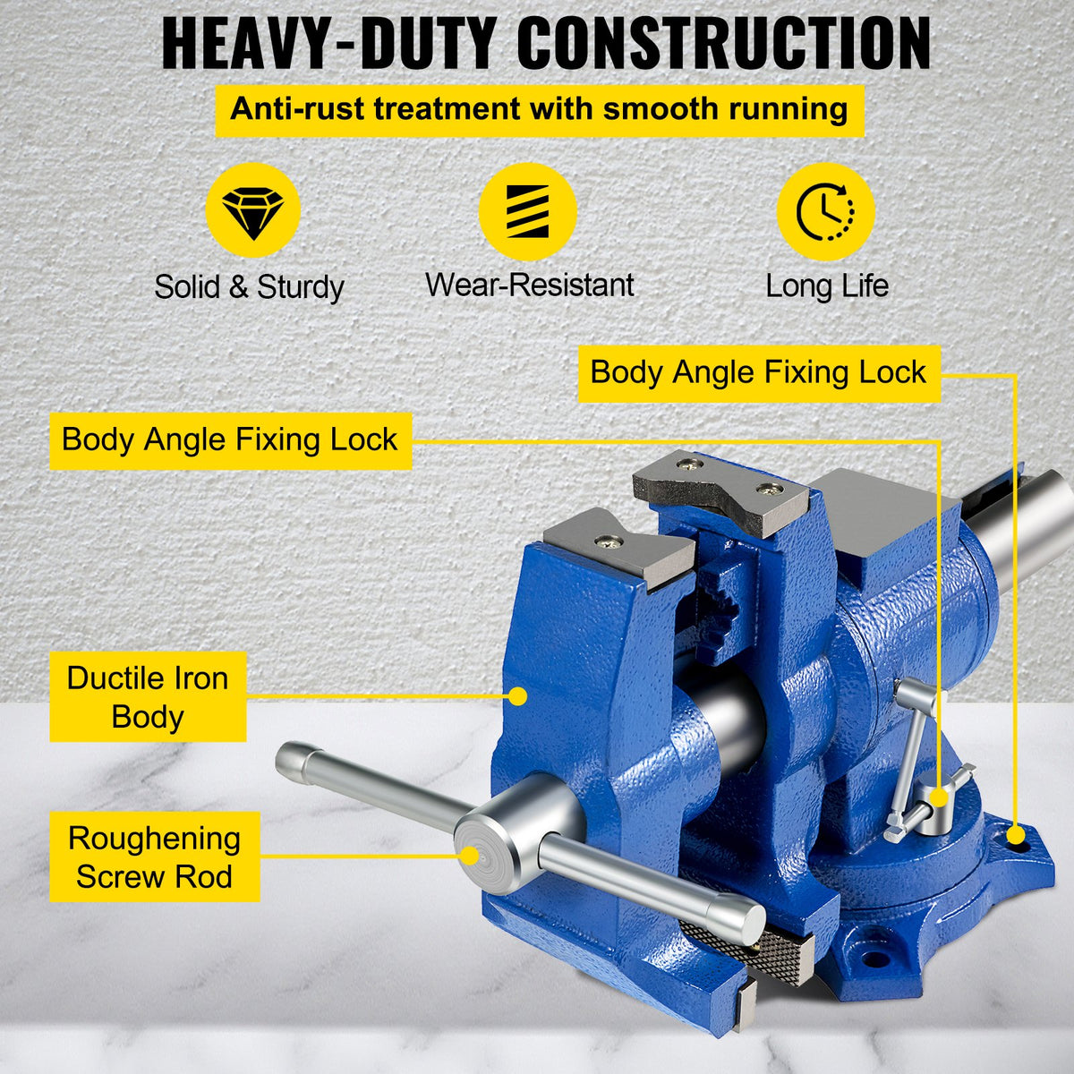 Multipurpose Bench Vise 6" 30KN Heavy Duty with 360° Swivel Base and Head