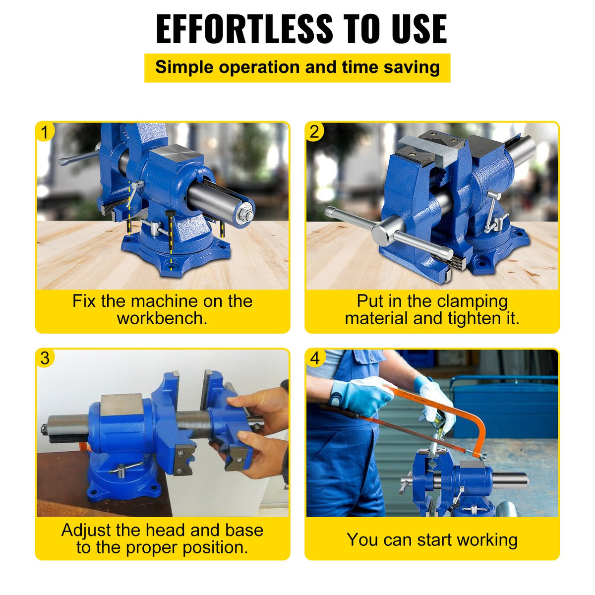 Multipurpose Bench Vise 6" 30KN Heavy Duty with 360° Swivel Base and Head