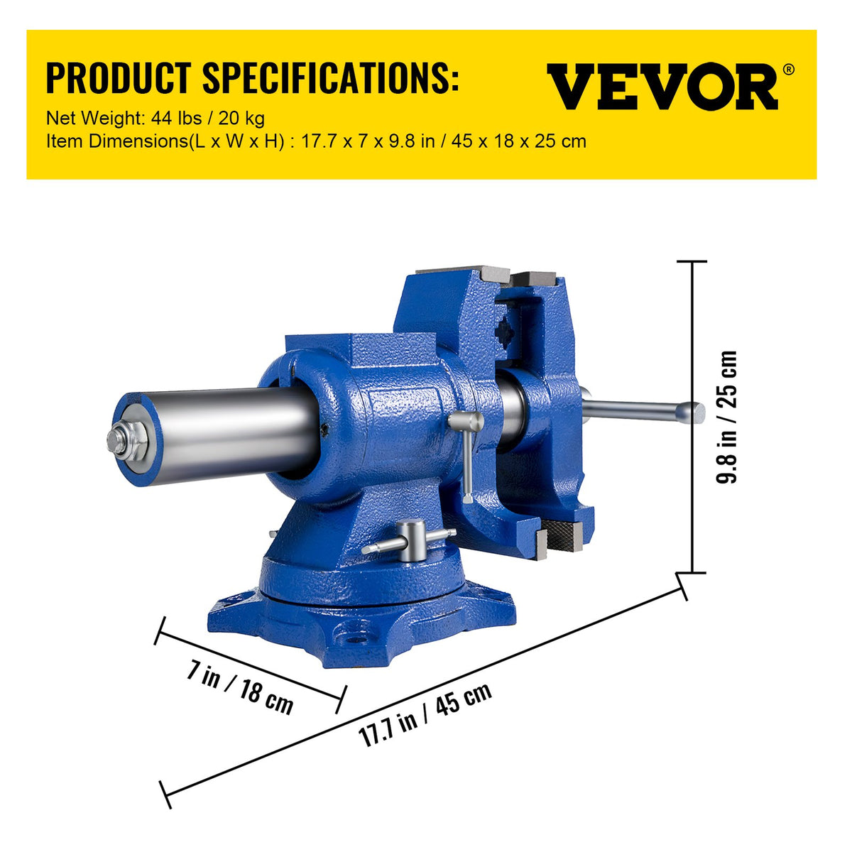 Multipurpose Bench Vise 6" 30KN Heavy Duty with 360° Swivel Base and Head