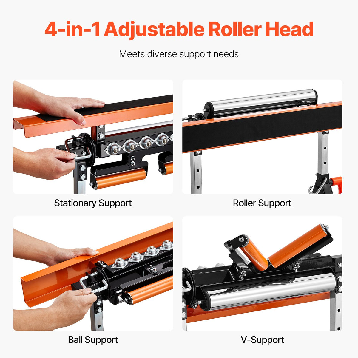 4-in-1 Roller Stand 220kg Load Adjustable 838-1270mm Folding Heavy Duty Woodwork