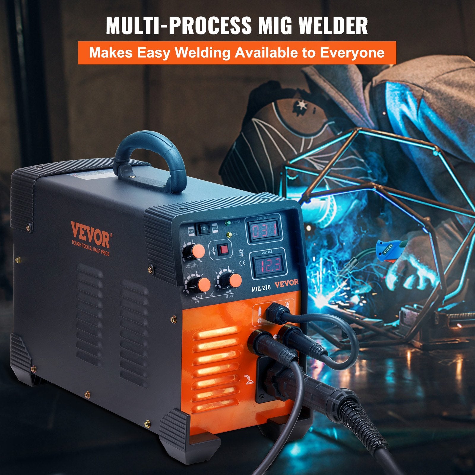 MIG Welder 3-in-1 270 Amp MIG Lift TIG Arc IGBT DC Inverter Digital Display