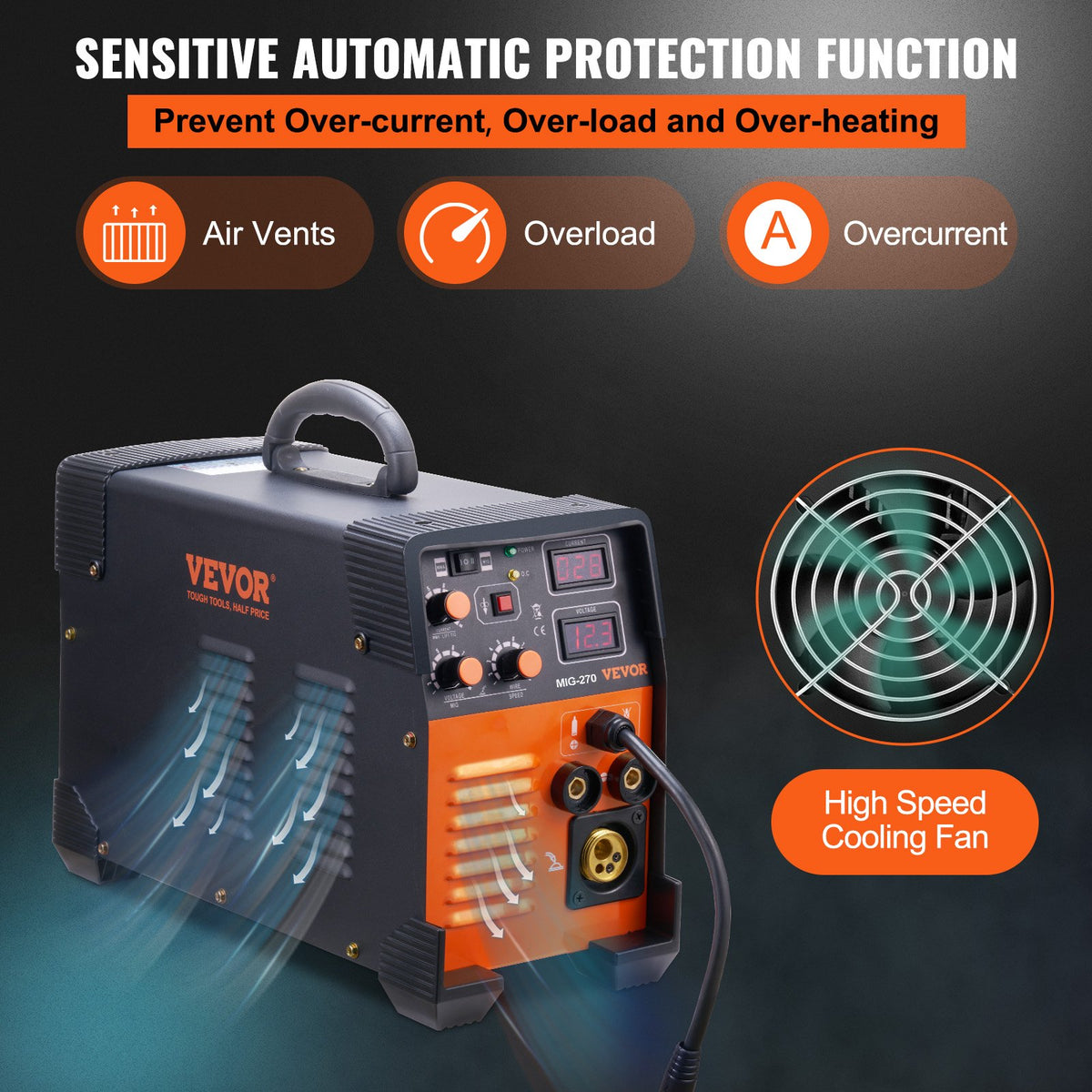 MIG Welder 3-in-1 270 Amp MIG Lift TIG Arc IGBT DC Inverter Digital Display