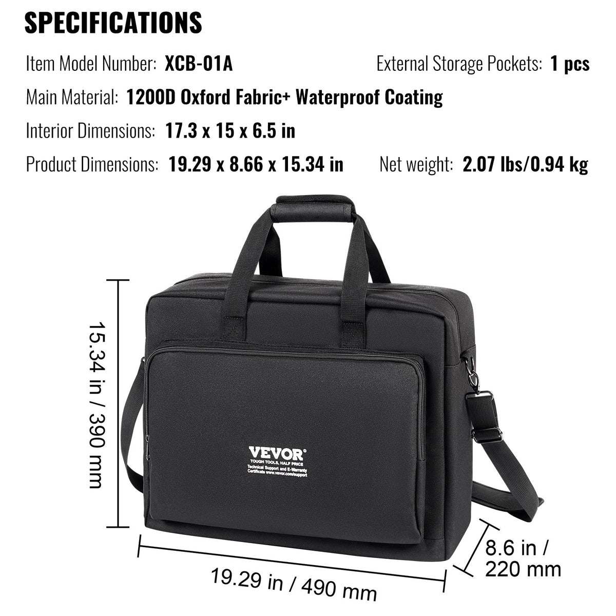 Padded DJ Mixer Bag with Removable Shoulder Strap and 1 Pocket
