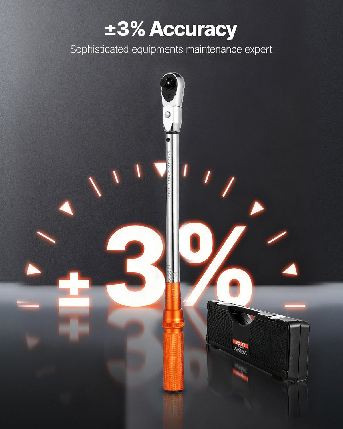 Adjustable Click Torque Wrench 1/2" Drive 20-160 lbf-ft ±2% Adapter Ratchet