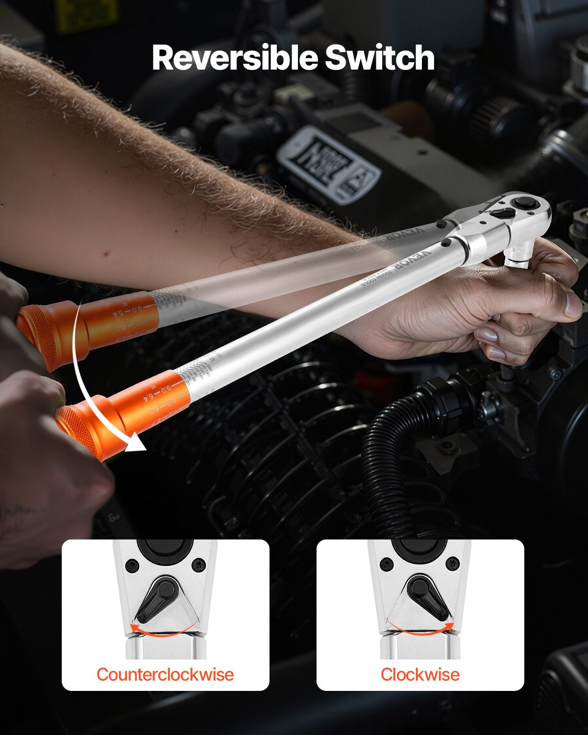 Adjustable Click Torque Wrench 1/2" Drive 20-160 lbf-ft ±2% Adapter Ratchet