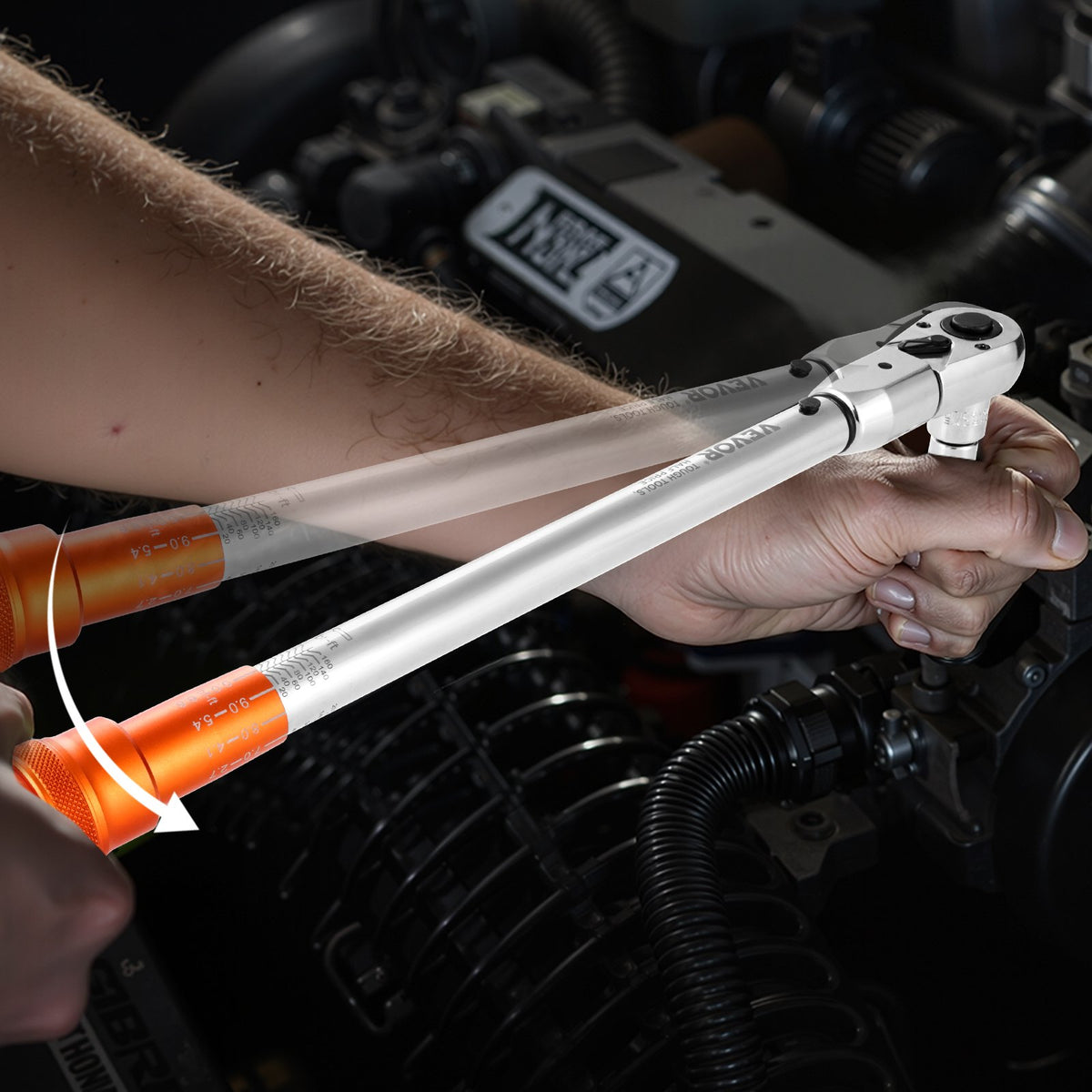 Adjustable Click Torque Wrench 1/2" Drive 20-160 lbf-ft ±2% Adapter Ratchet
