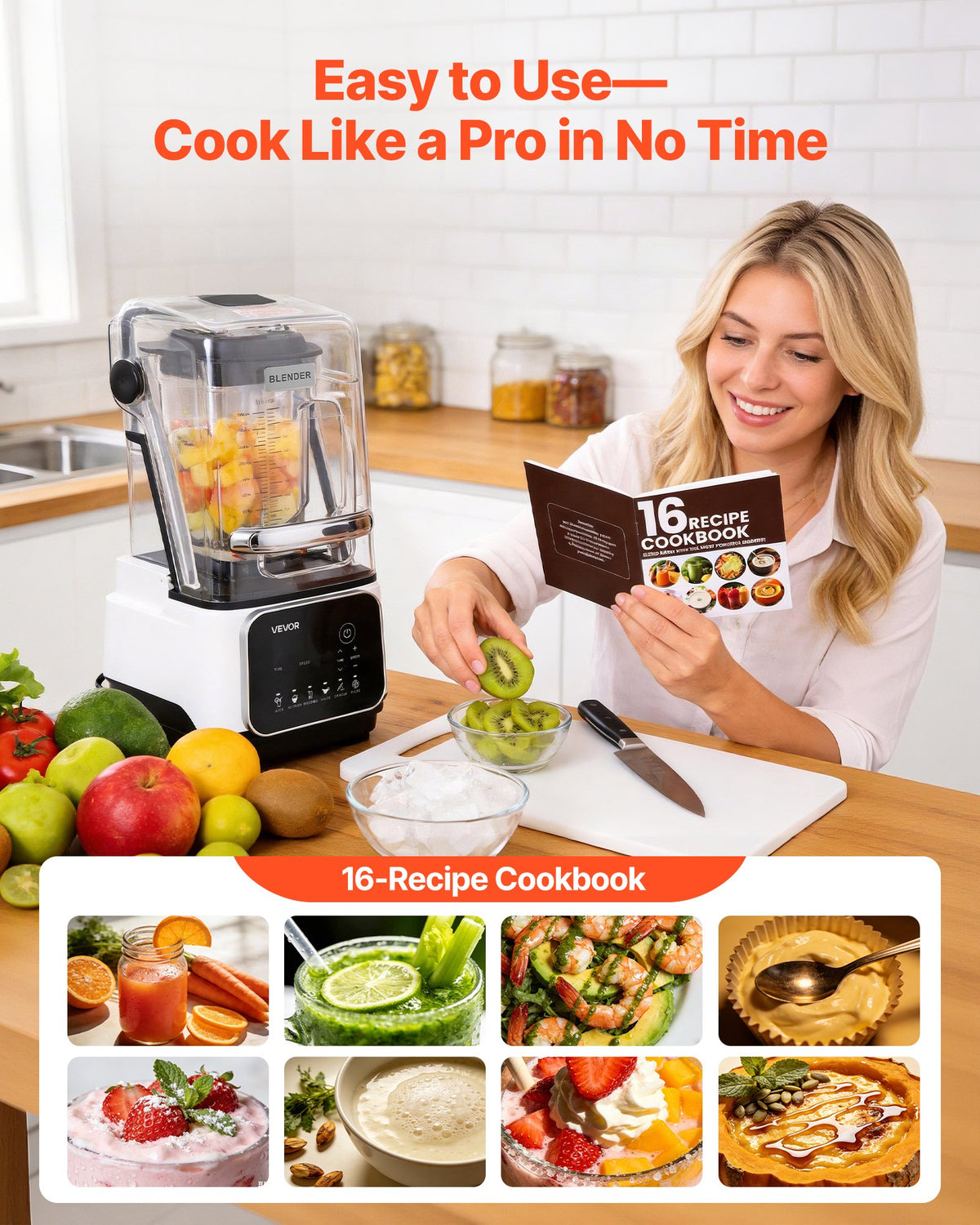 2L Professional Blender 2200W 26000RPM w/ Shield & 6 Preset Menus