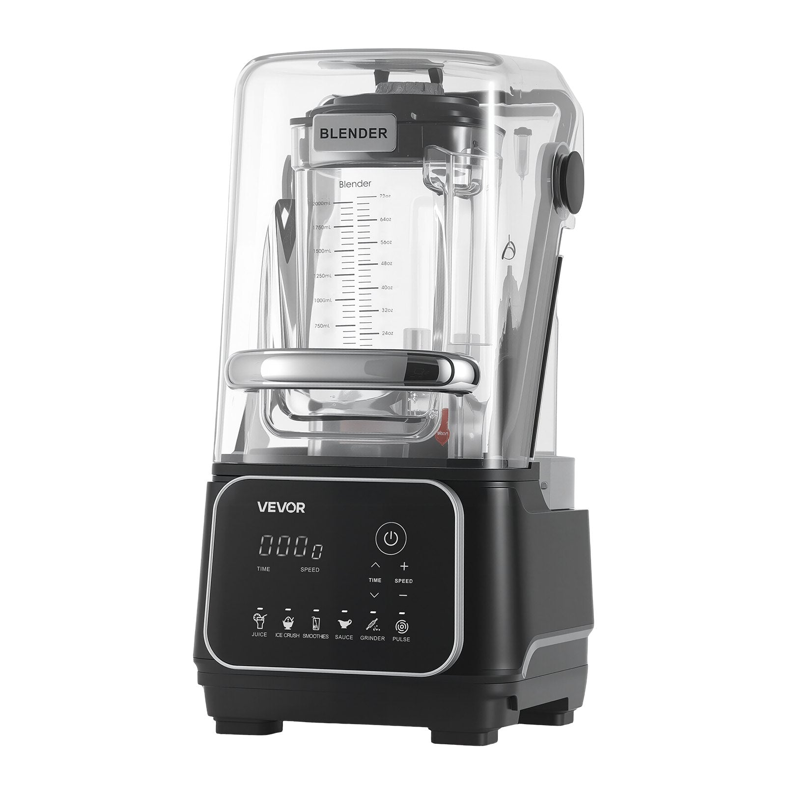 2L Professional Blender 2200W 26000RPM w/ Shield & 6 Preset Menus Black