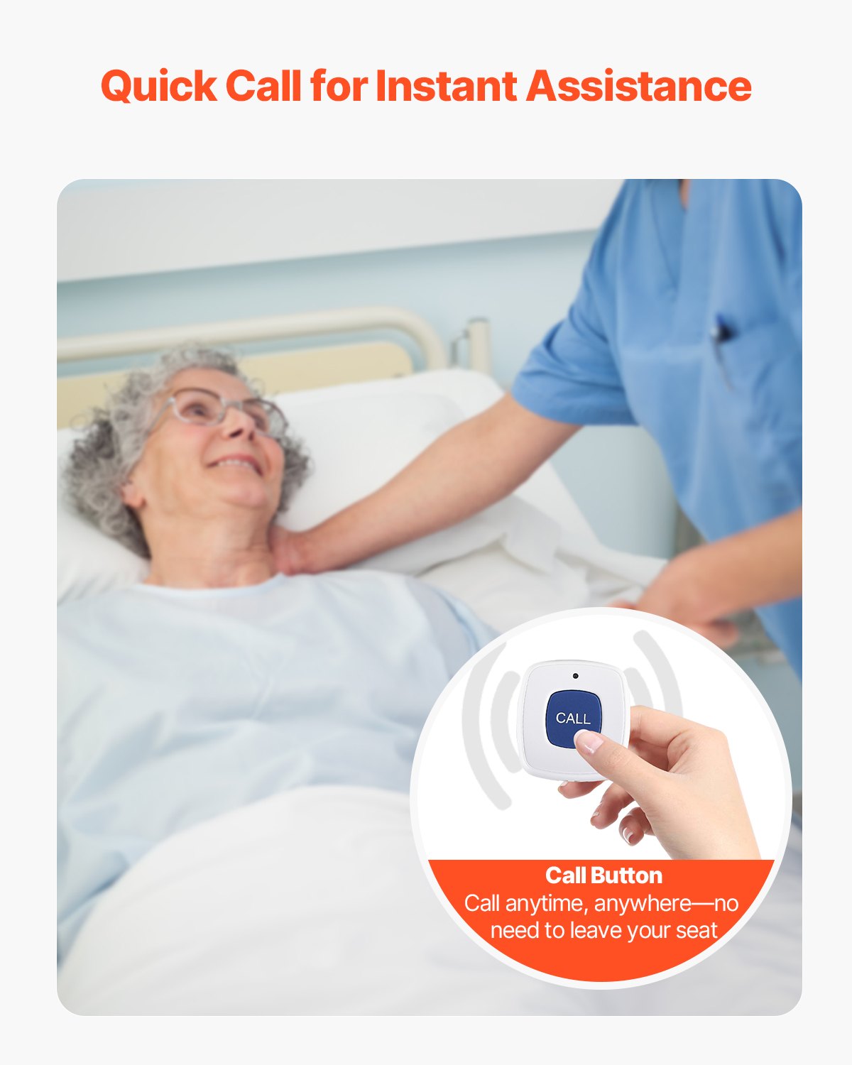 Early Alert Bed Alarm System Wireless Sensor Pad Call Button Pager 10x35-Inch