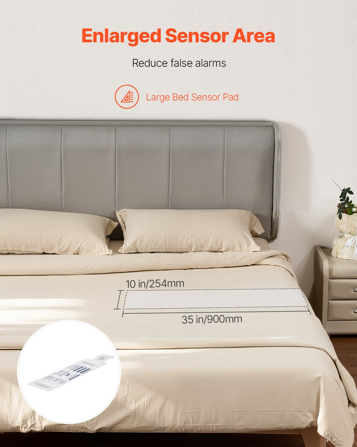 Early Alert Bed Alarm System Wireless Sensor Pad Call Button Pager 10x35-Inch