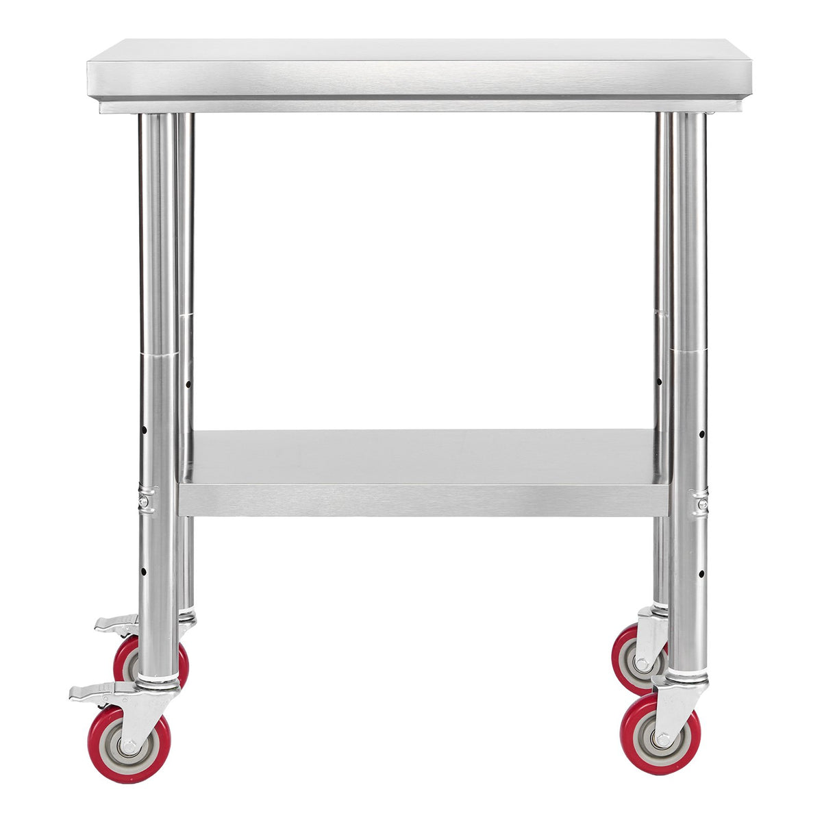 60x76cm Stainless Steel Prep Table w/ Wheels & Adjustable Undershelf