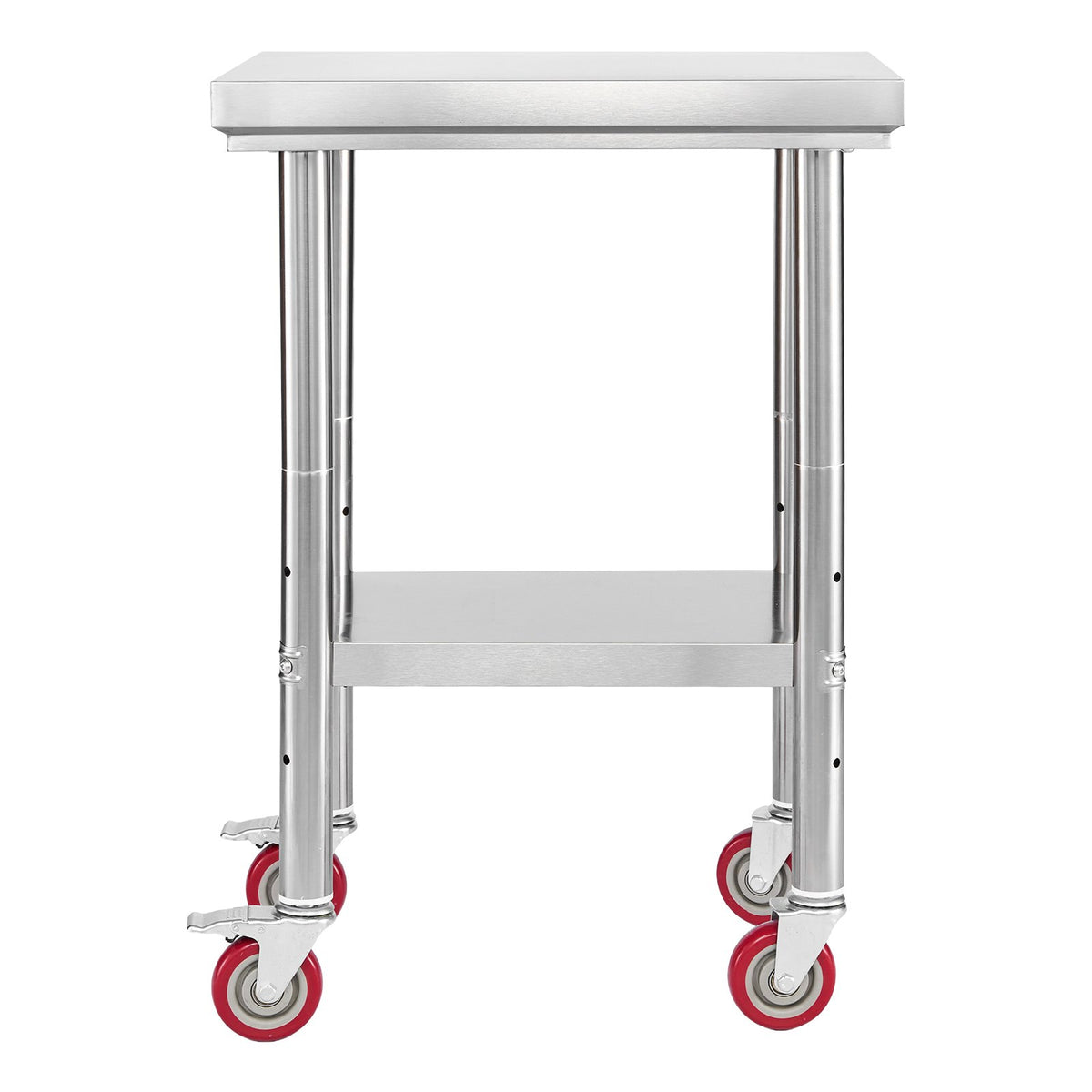 Stainless Steel Table 61x45cm Food Prep Worktable Adjustable Undershelf Wheels