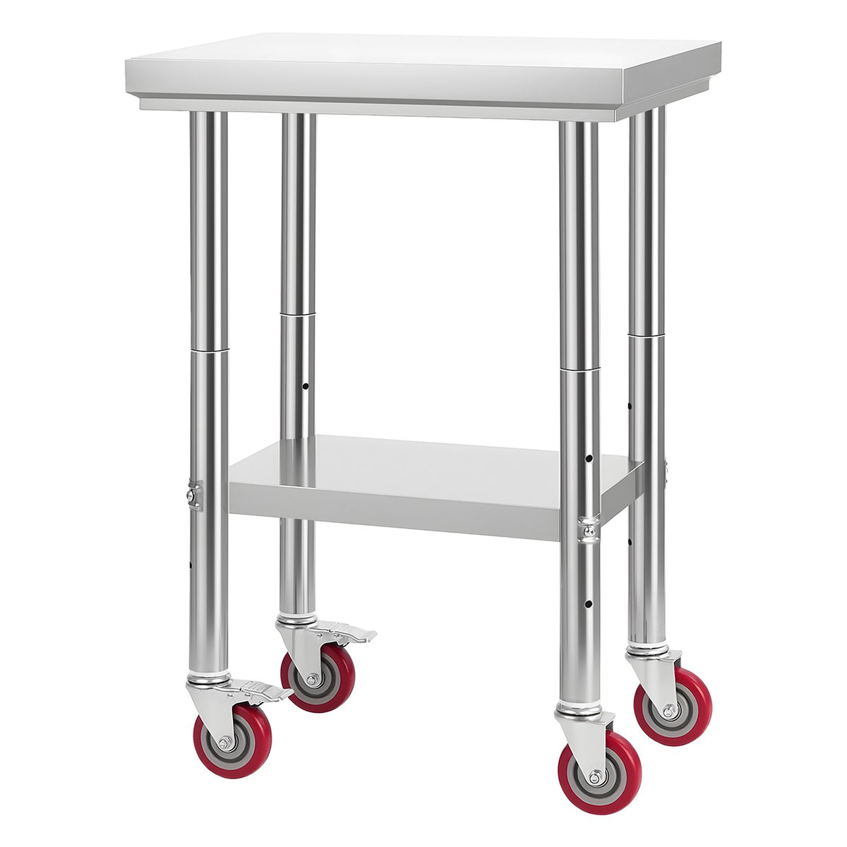 Stainless Steel Table 61x45cm Food Prep Worktable Adjustable Undershelf Wheels