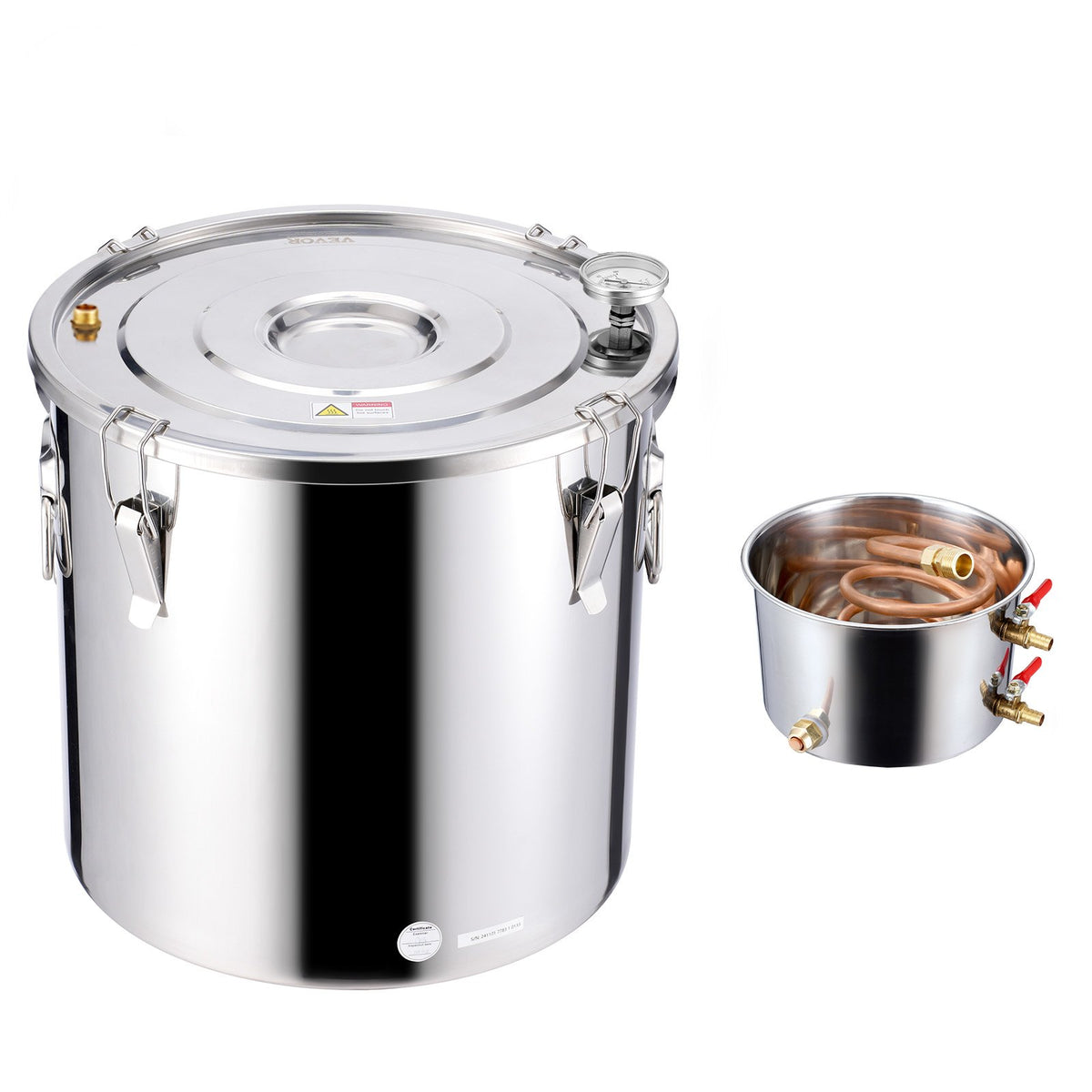 50L Alcohol Still Stainless Steel Distiller with Copper Coil Thermometer Pump
