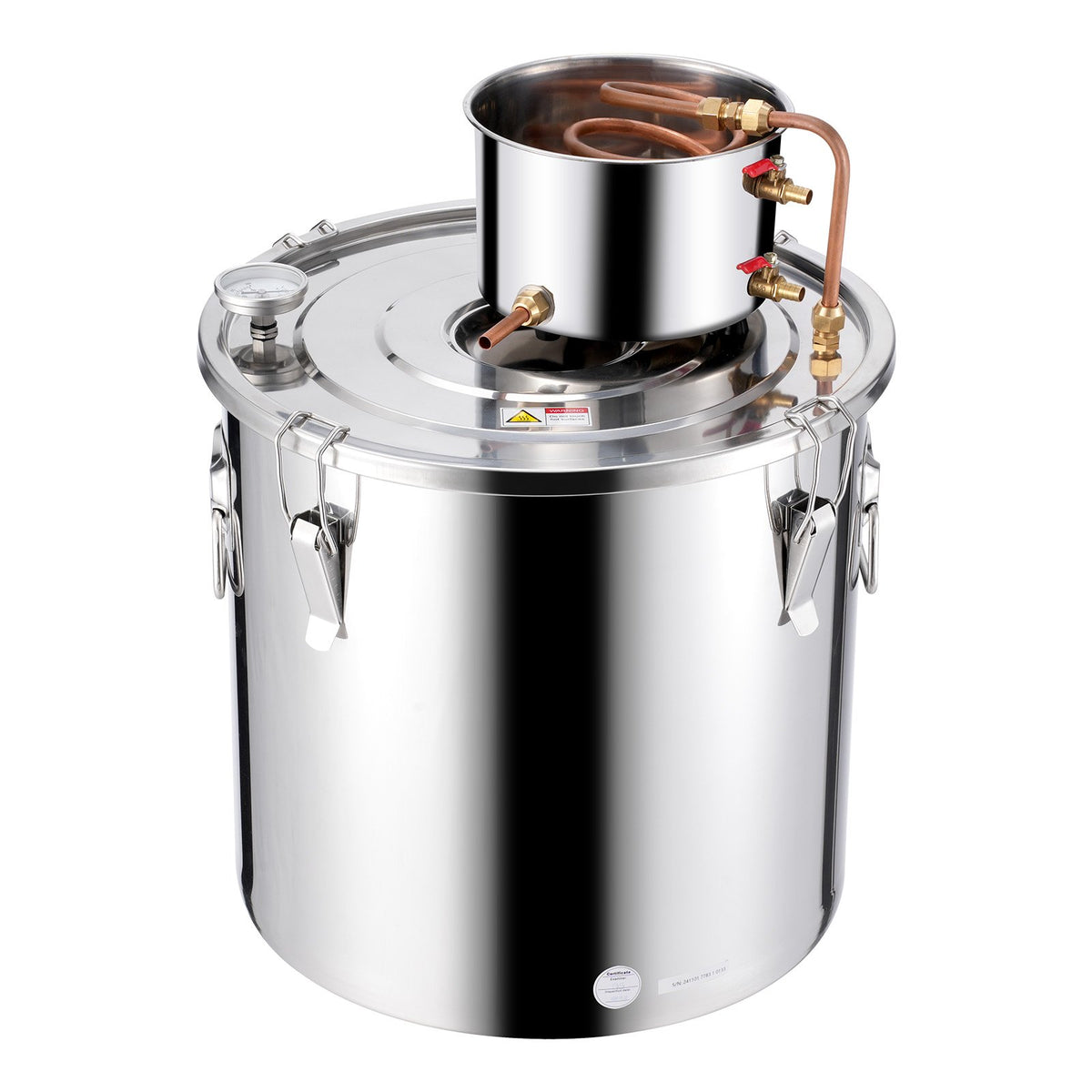 50L Alcohol Still Stainless Steel Distiller with Copper Coil Thermometer Pump