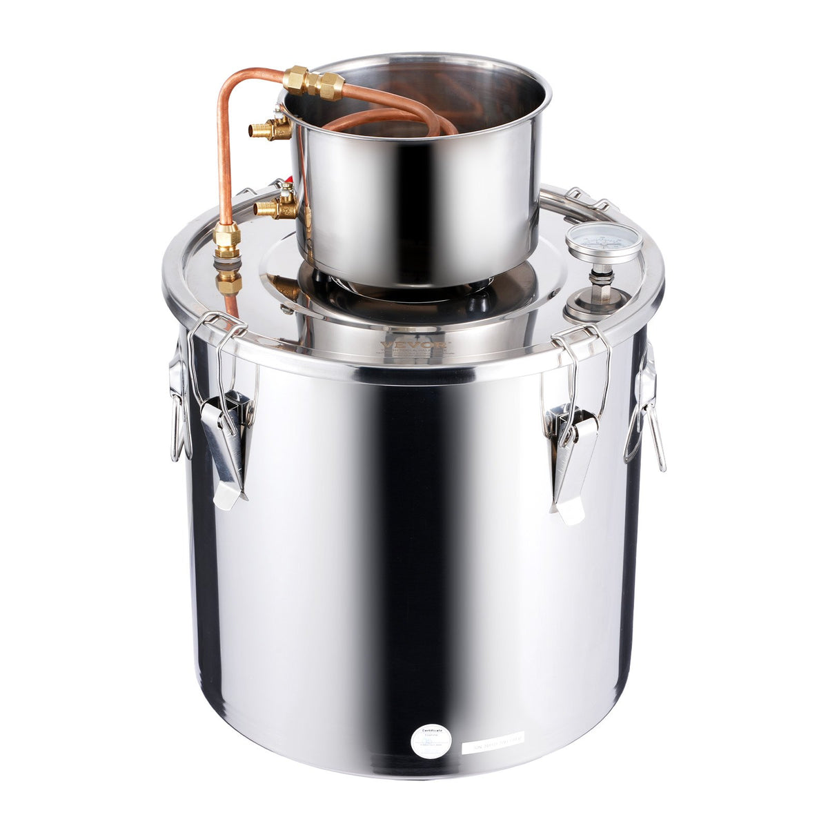 8 Gal / 30 L Stainless Steel Alcohol Still with Copper Coil and Thermometer