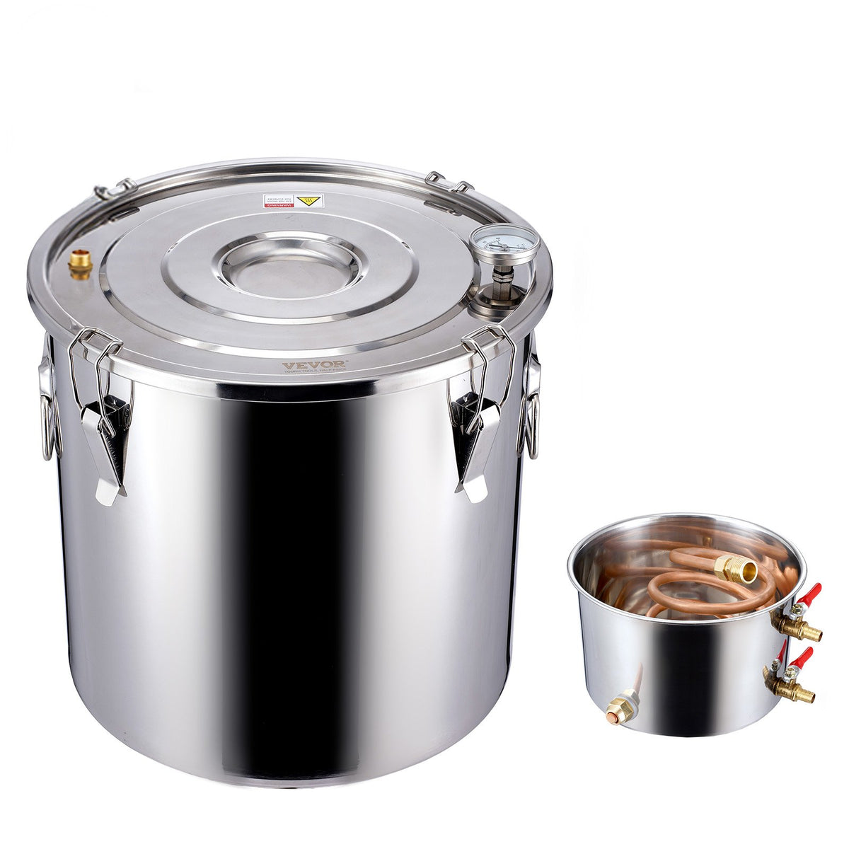 8 Gal / 30 L Stainless Steel Alcohol Still with Copper Coil, Thermometer & Pump