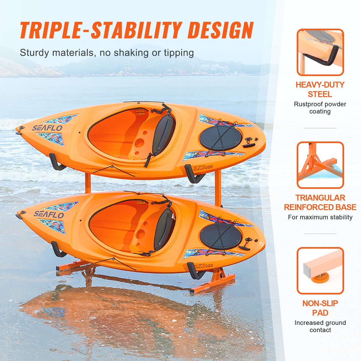 Freestanding Kayak Storage Rack for 2 Kayaks Canoes Paddleboards