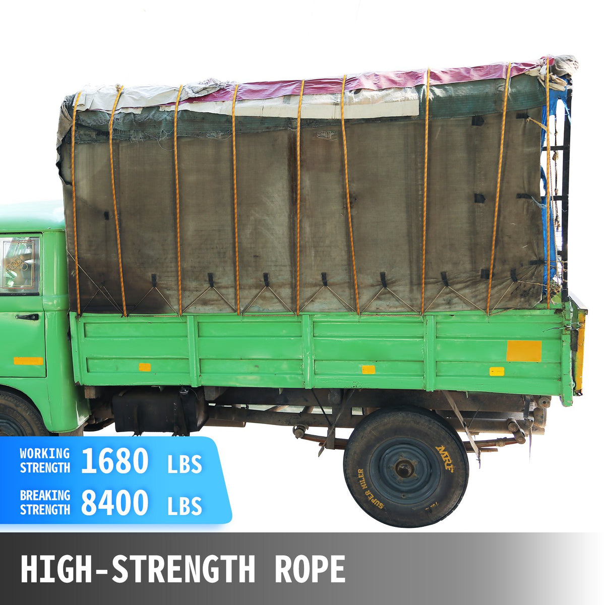 Polyester Rope 7/16" x 200ft 8400lbs Breaking Strength Load and Pulling Rope