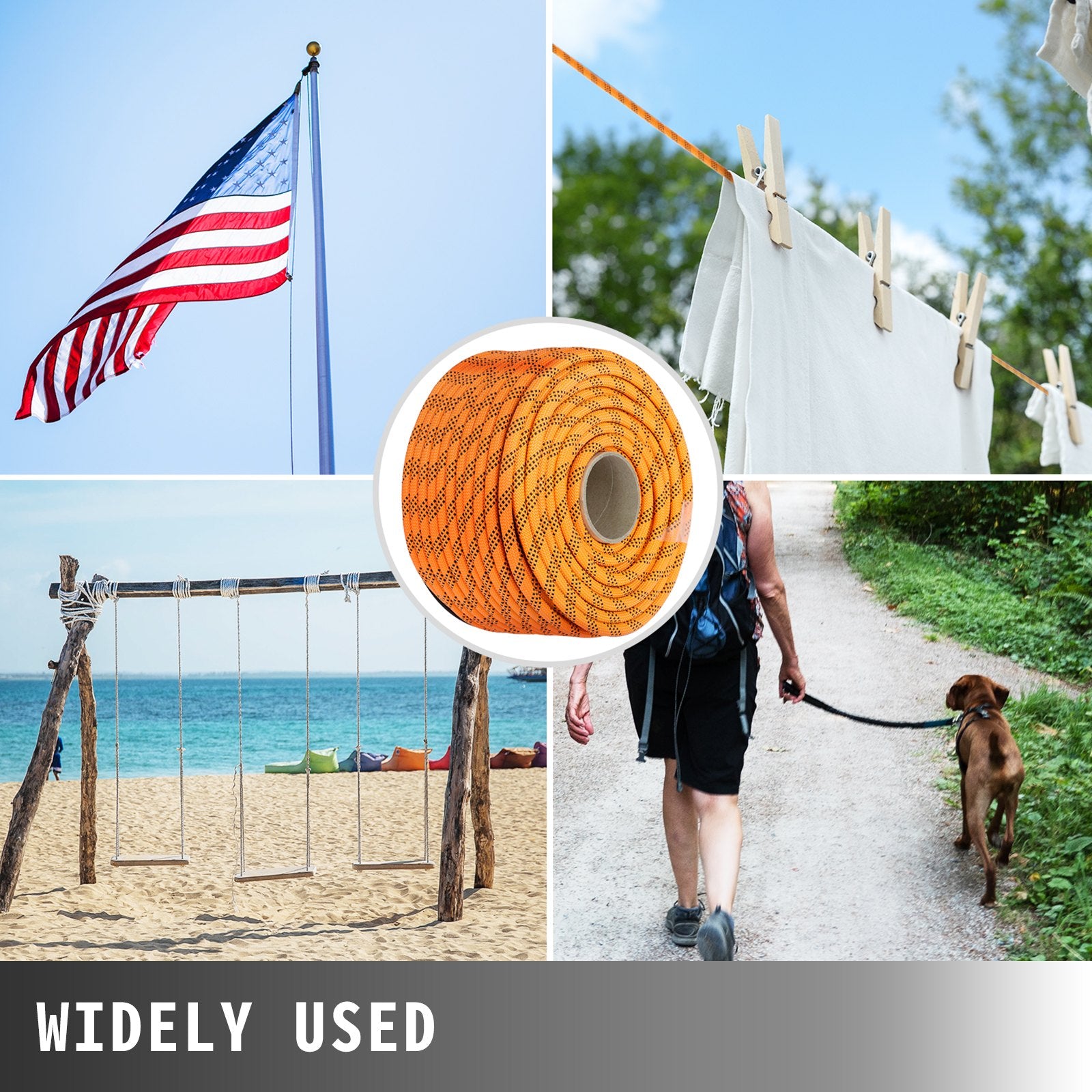 Polyester Rope 7/16" x 200ft 8400lbs Breaking Strength Load and Pulling Rope