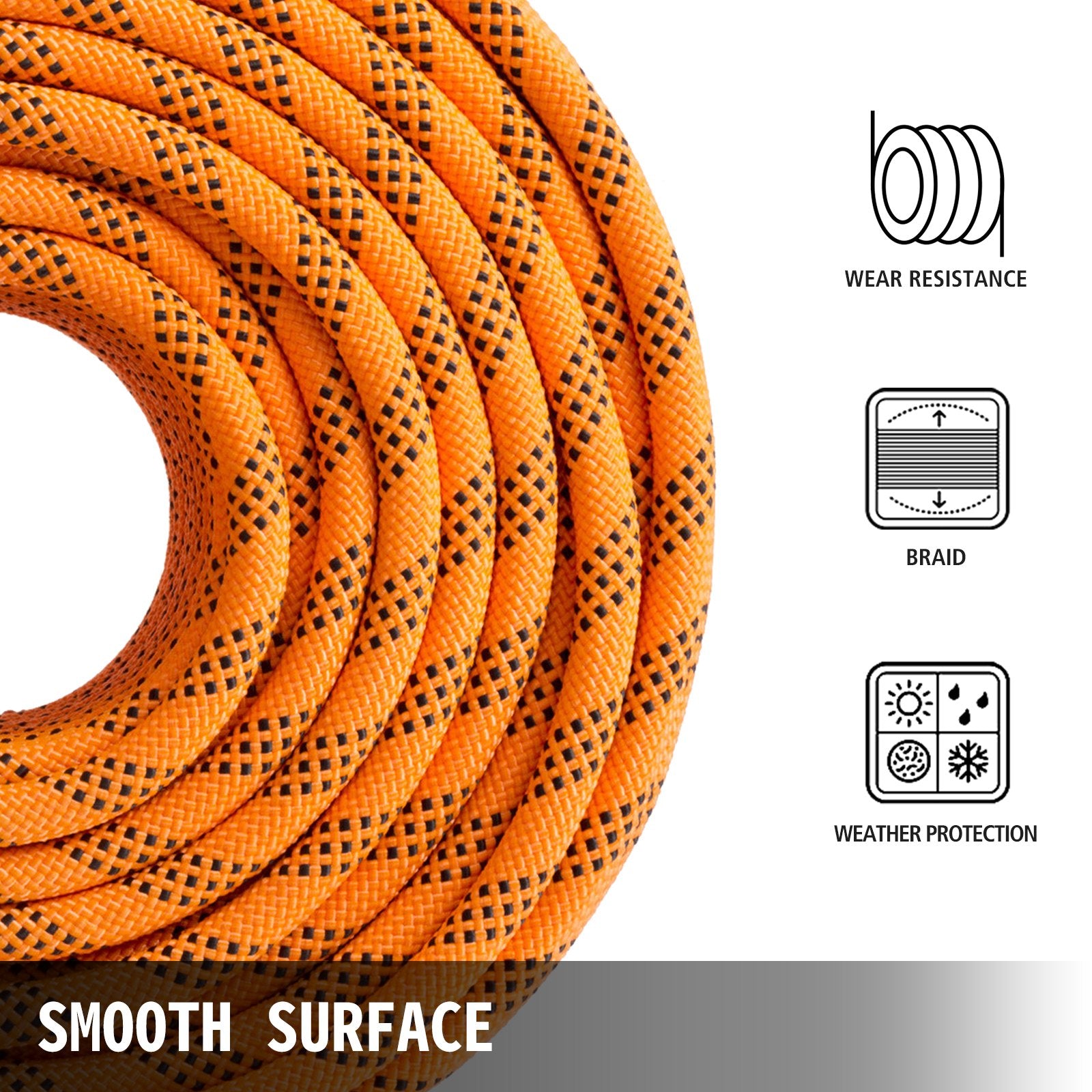 1.43cm Double Braid Polyester Rope, 6096cm Nylon Pulling Rope, 498.95kg Load