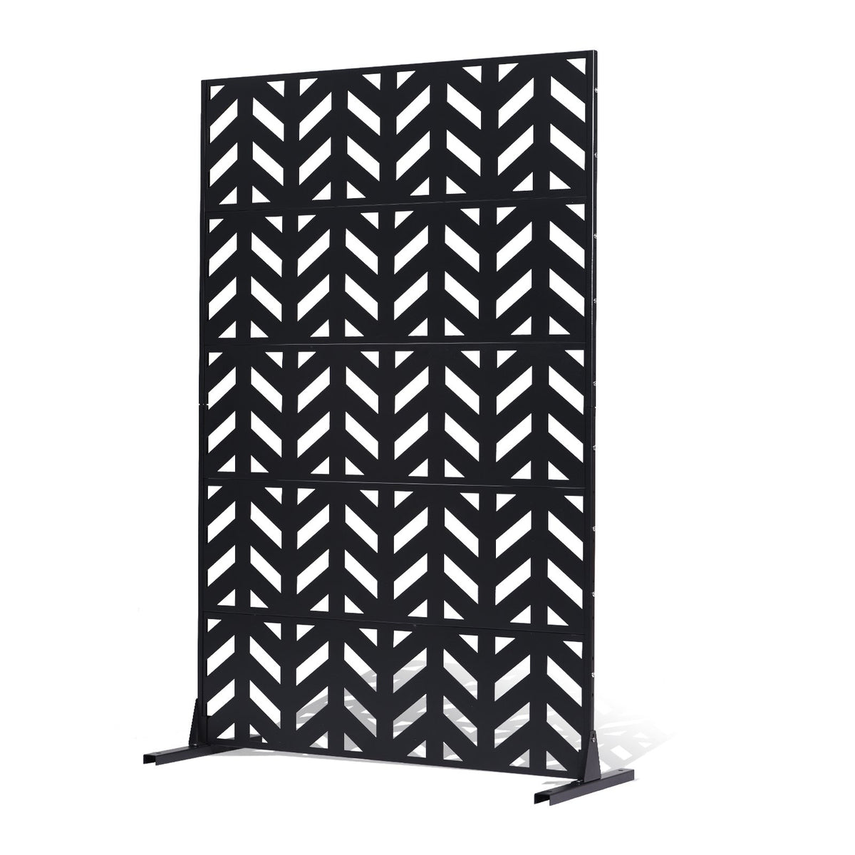 Metal Privacy Screen 47"x72" 5-Panel Freestanding Outdoor Divider Steel Black