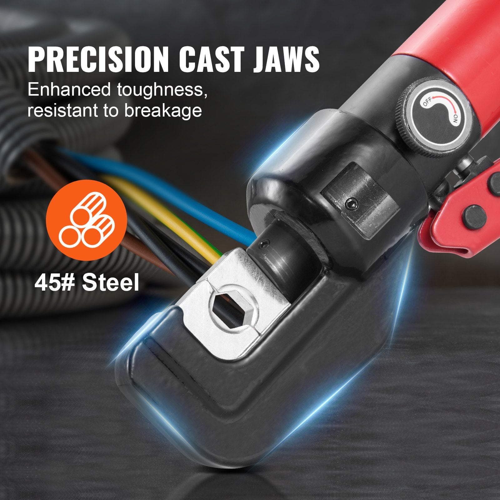 Hydraulic Crimping Tool with 9 Dies, Cutting Pliers, Gloves & Copper Connectors