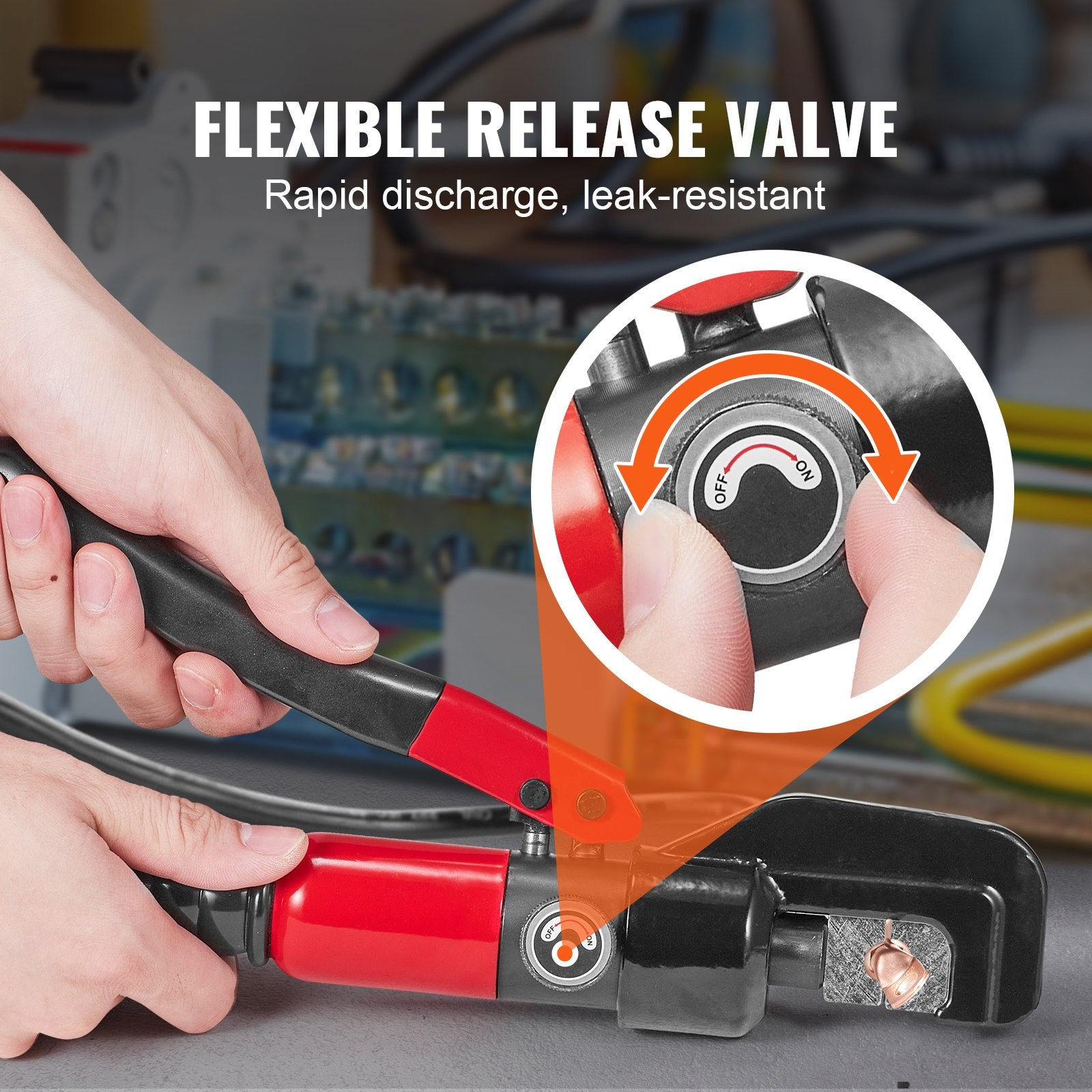 Hydraulic Crimping Tool with 9 Dies, Cutting Pliers, Gloves & Copper Connectors