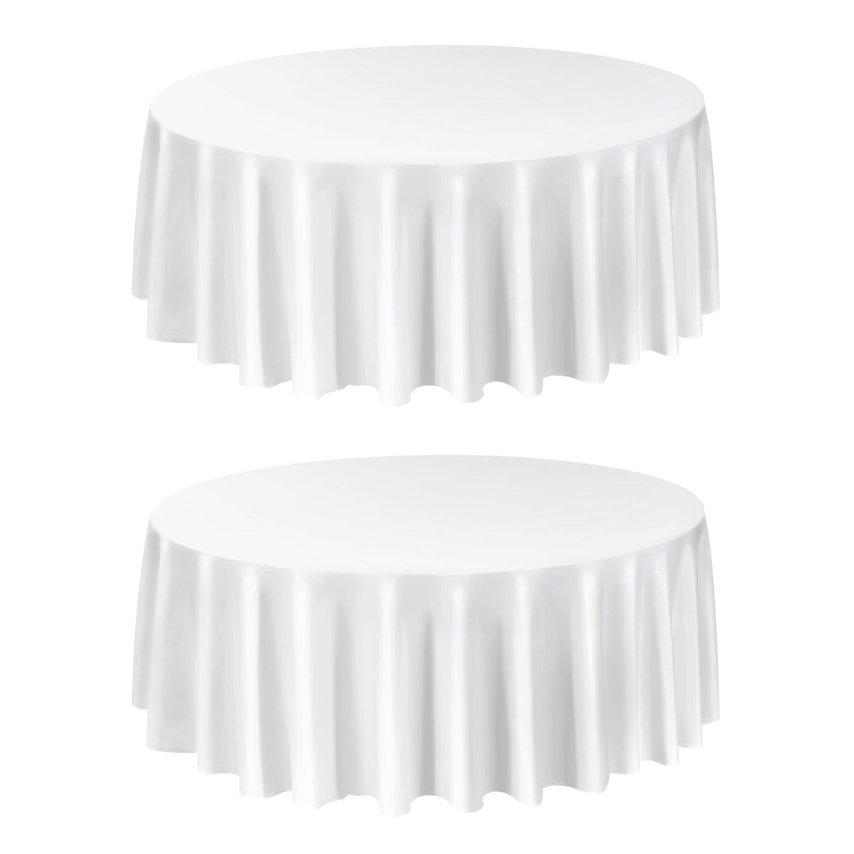White Round Tablecloths 2-Pack 120in Stain Wrinkle Resistant Polyester Events