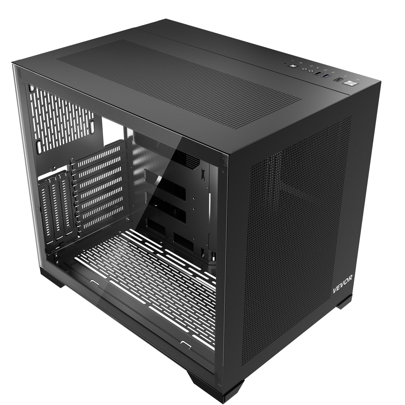 Mid-Tower Dual Chamber Gaming PC Case with Tempered Glass