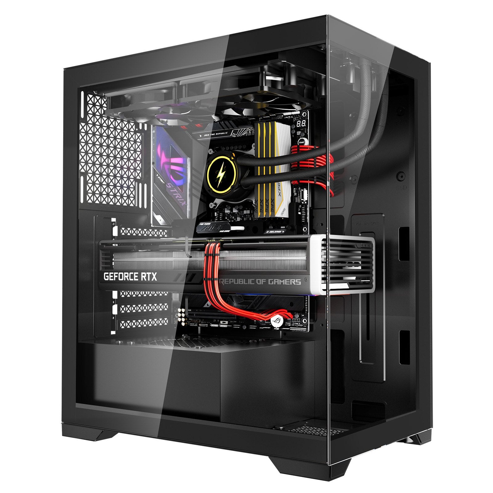PC Gaming Case Mid-Tower, Tempered Glass, 2x120mm Fans, ATX/M-ATX/ITX