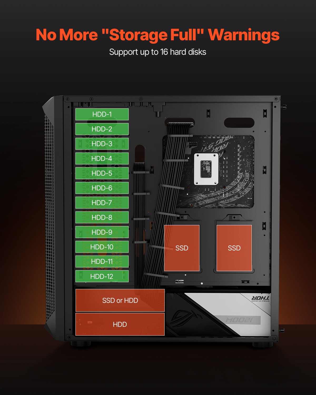 Mid-Tower Gaming PC Case with Tempered Glass and 4 Fans