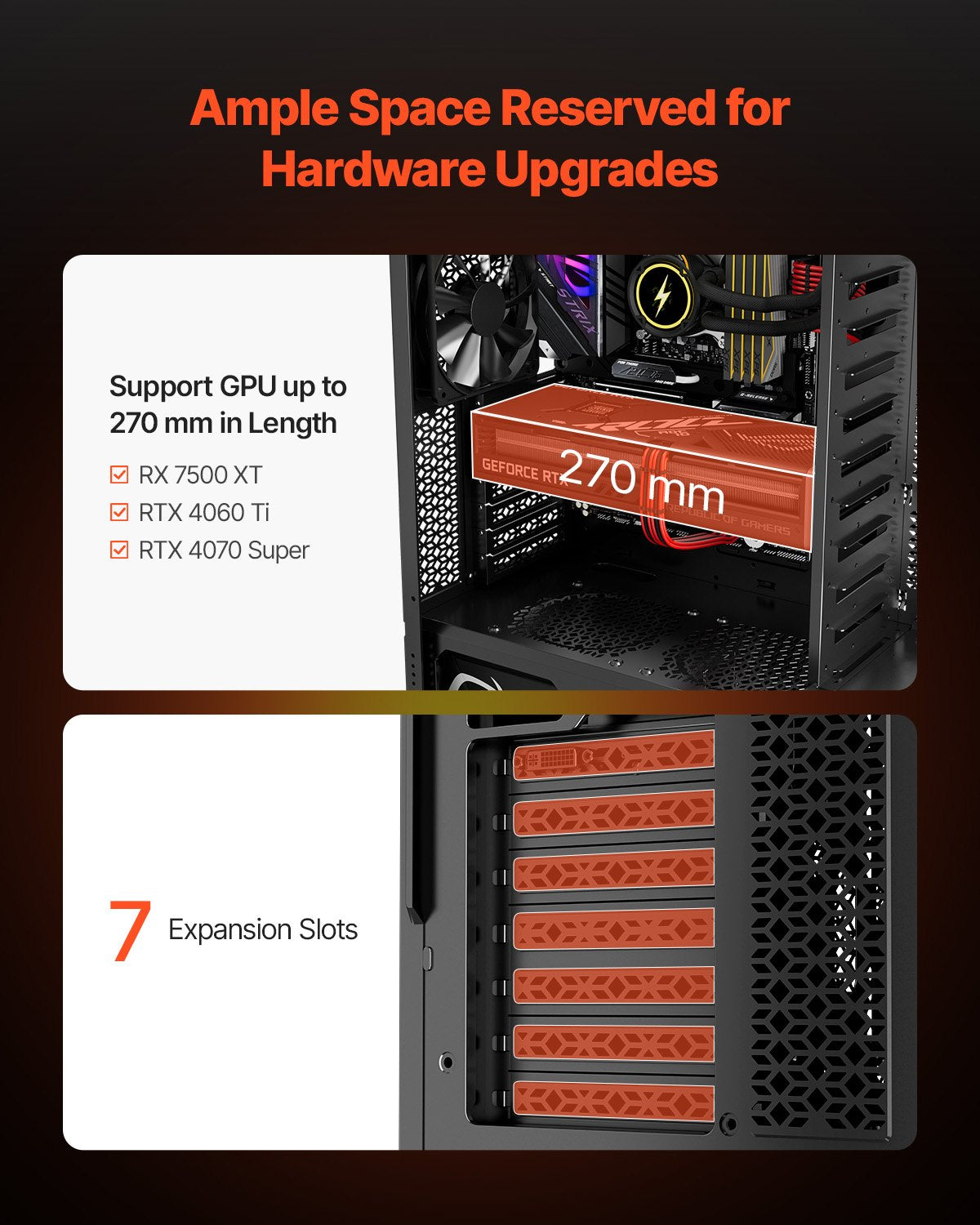 Mid-Tower Gaming PC Case with Tempered Glass and 4 Fans