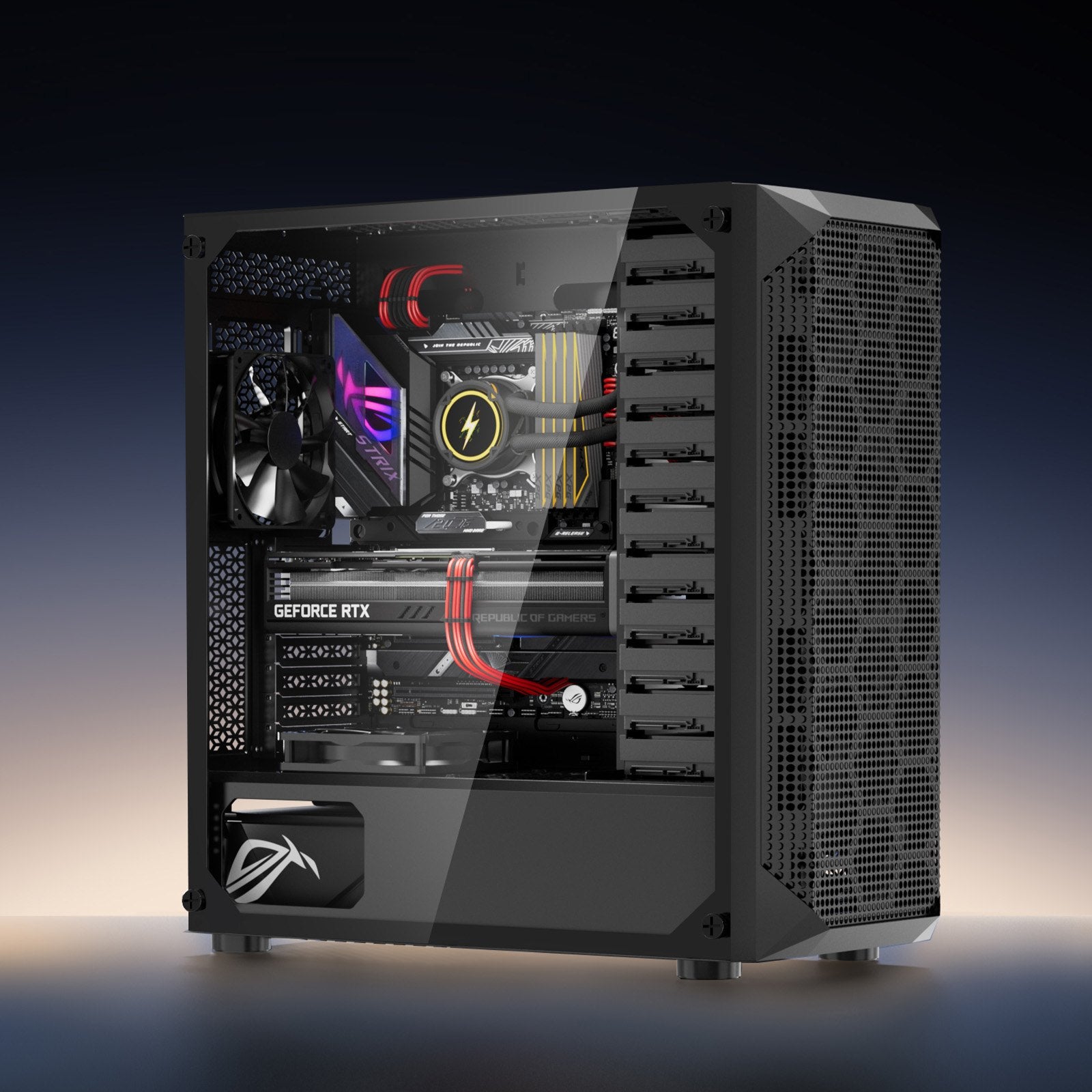 Mid-Tower Gaming PC Case with Tempered Glass and 4 Fans